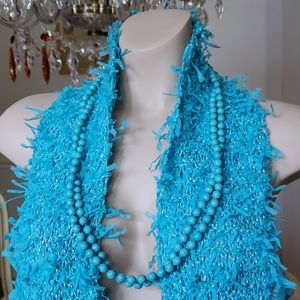 60"ins  dyed Turquoise Howelit  bead Necklace